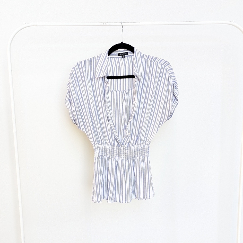 Dynamite striped peplum top